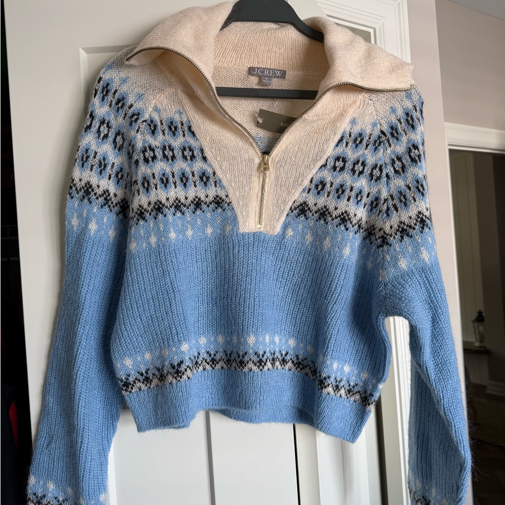 J.Crew Blue and Cream Knit Sweater
